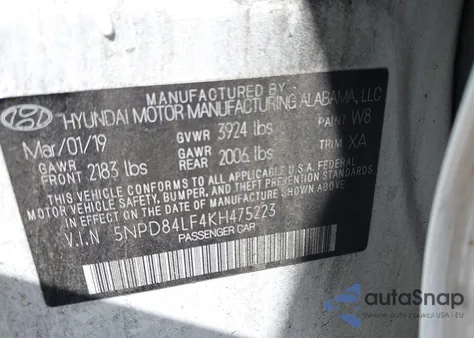 2019 Hyundai Elantra Sel from USA, damaged, VIN 5NPD84LF4KH475223
